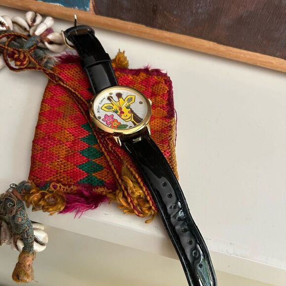 Betsey Johnson Gold and Black Giraffe Watch Leather - Picture 14 of 16